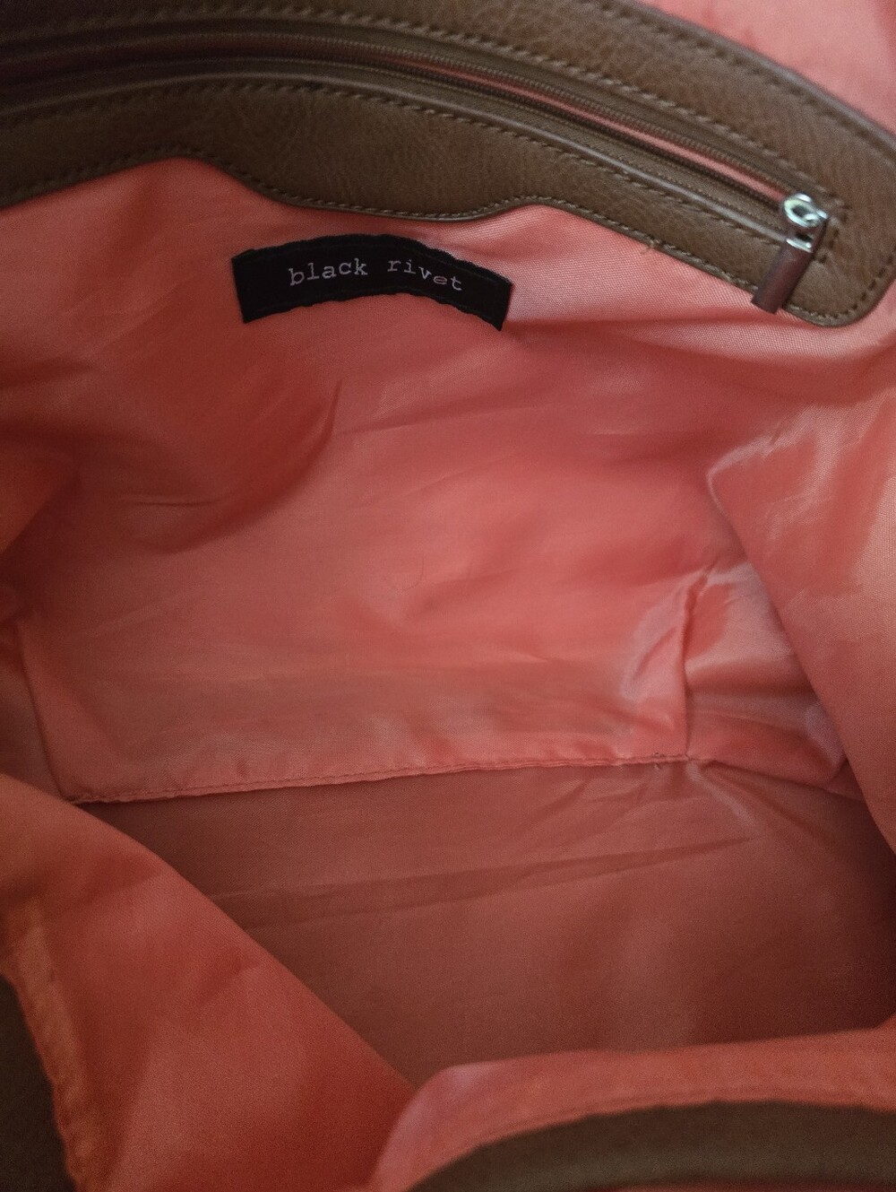 Coral Pink Shoulder Bag & Brown Trim - Classic Everyday Tote 3 In 1 Black Rivet - Picture 12 of 16